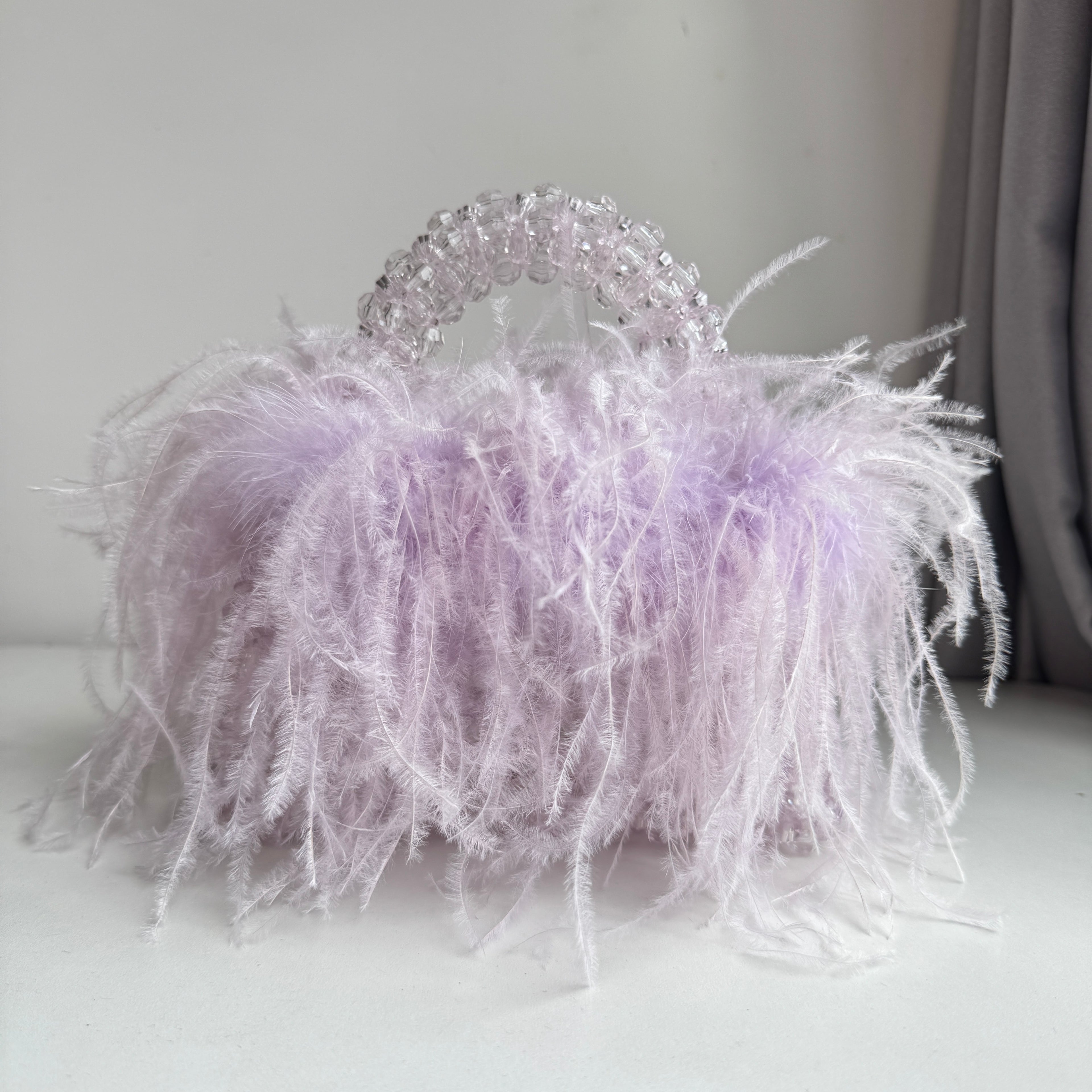 Bead Bag With Ostrich Feather Fur