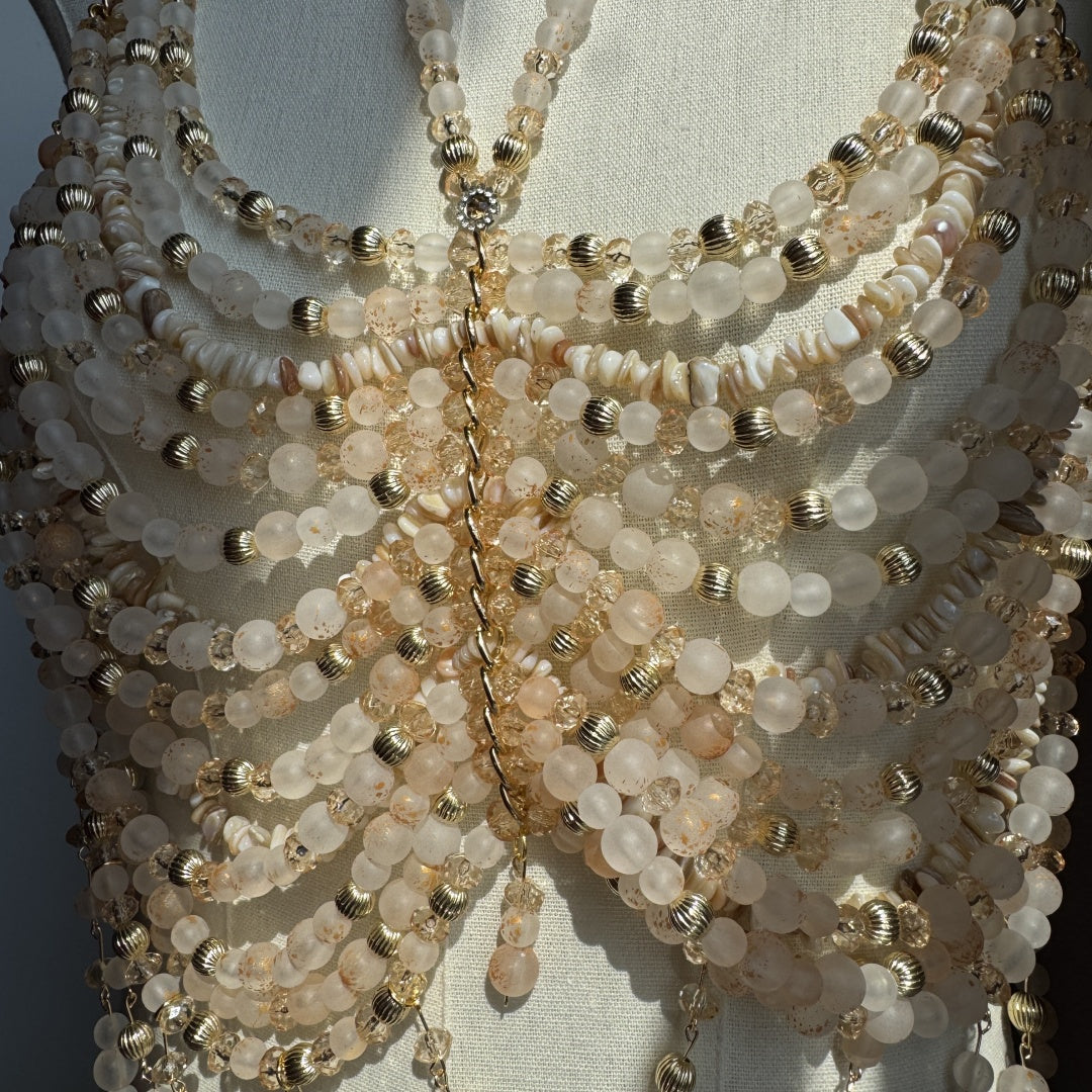 Beaded Body Chain beige