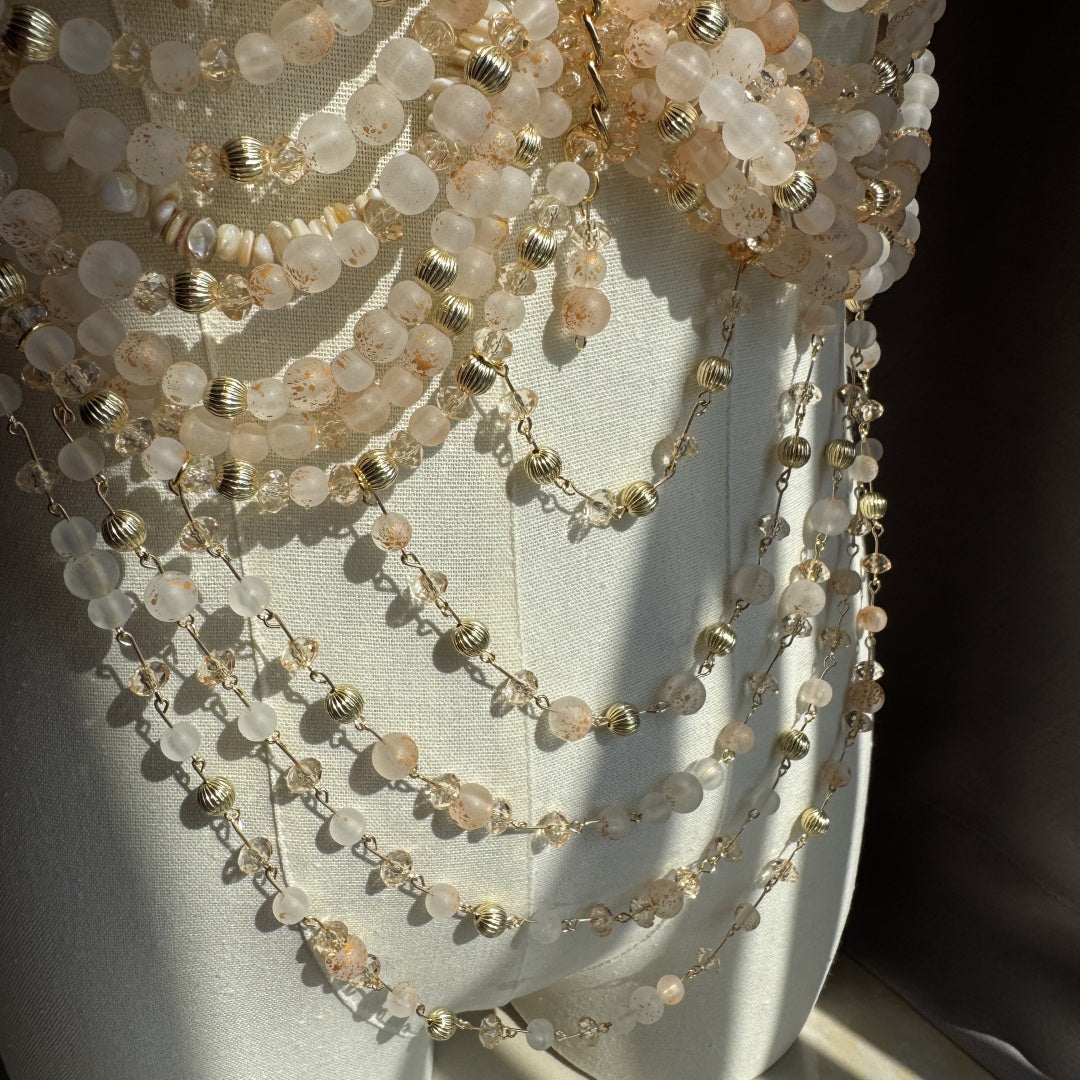 Beaded Body Chain beige