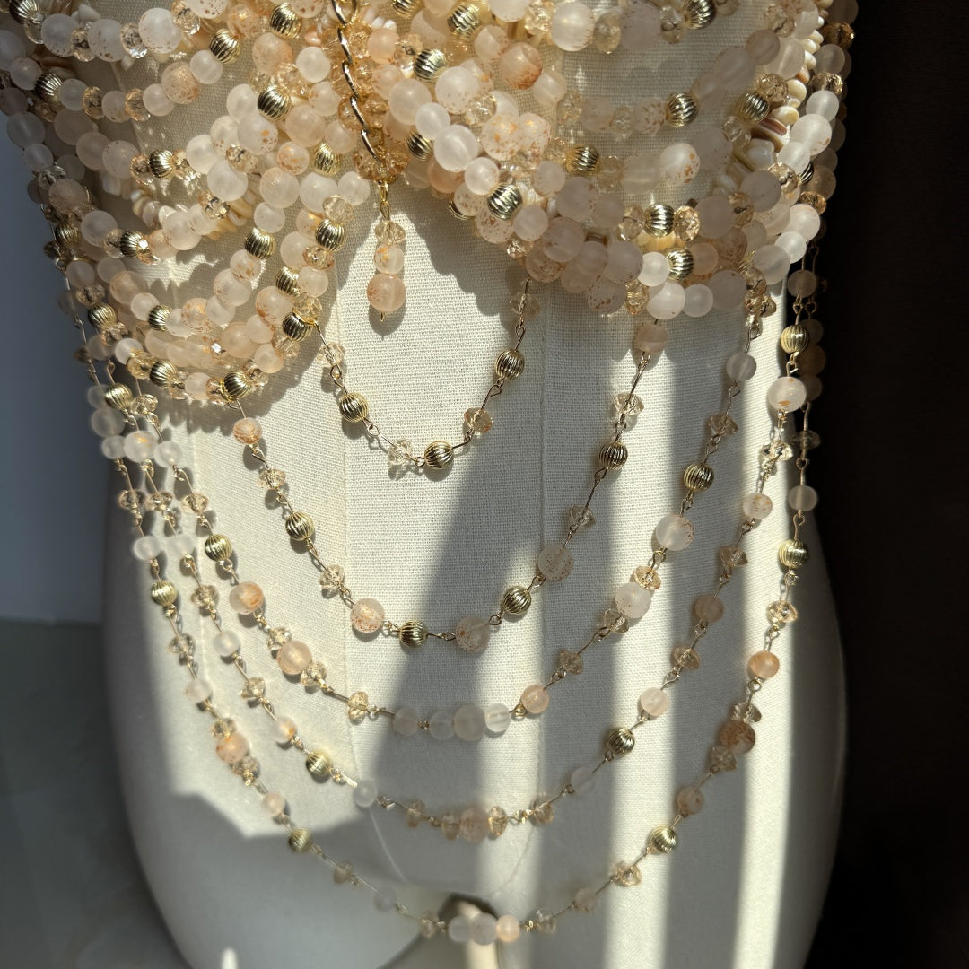 Beaded Body Chain beige