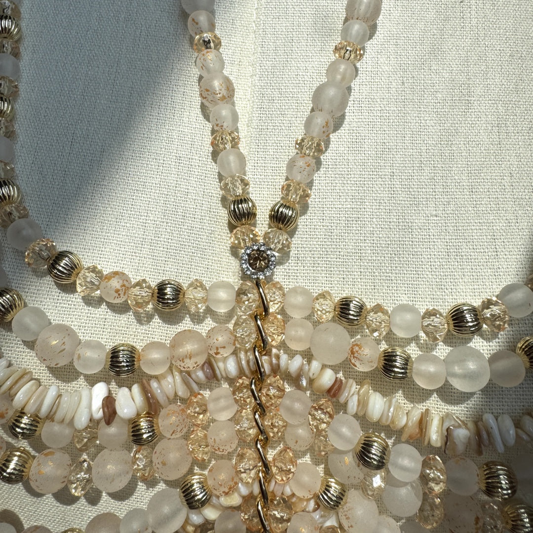 Beaded Body Chain beige