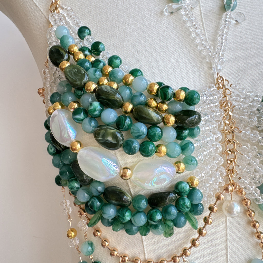 Beaded Body Chain Green