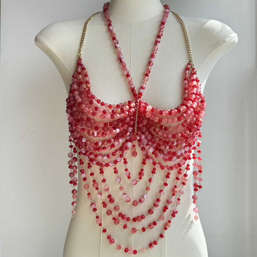 Red Beaded Brodychain