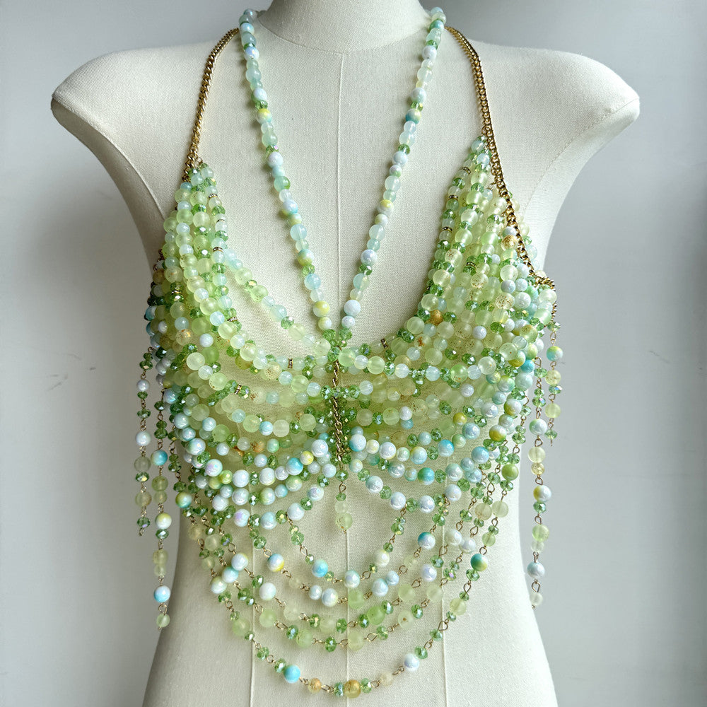 Green Beaded Body Chain