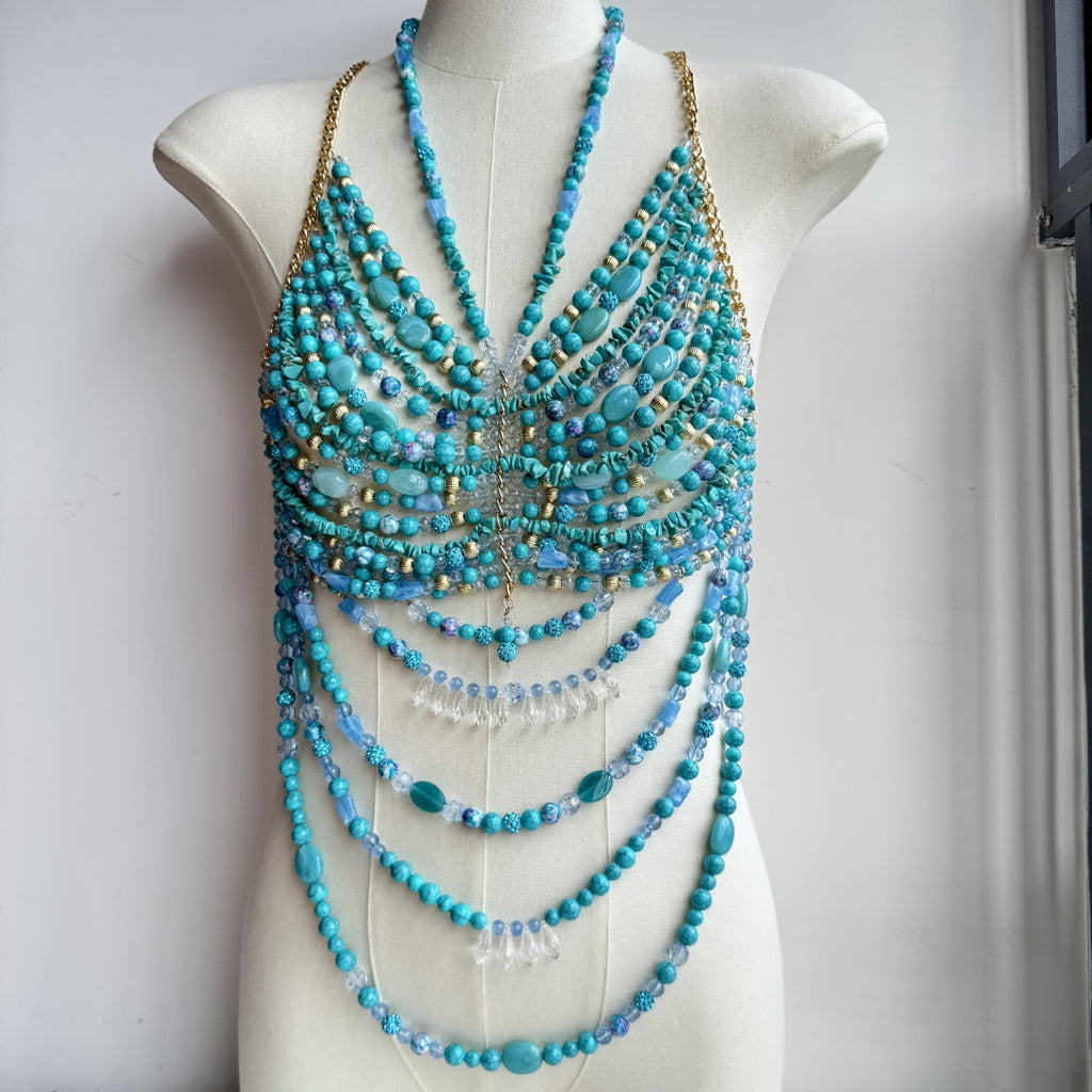 Beaded Body Chain Blue