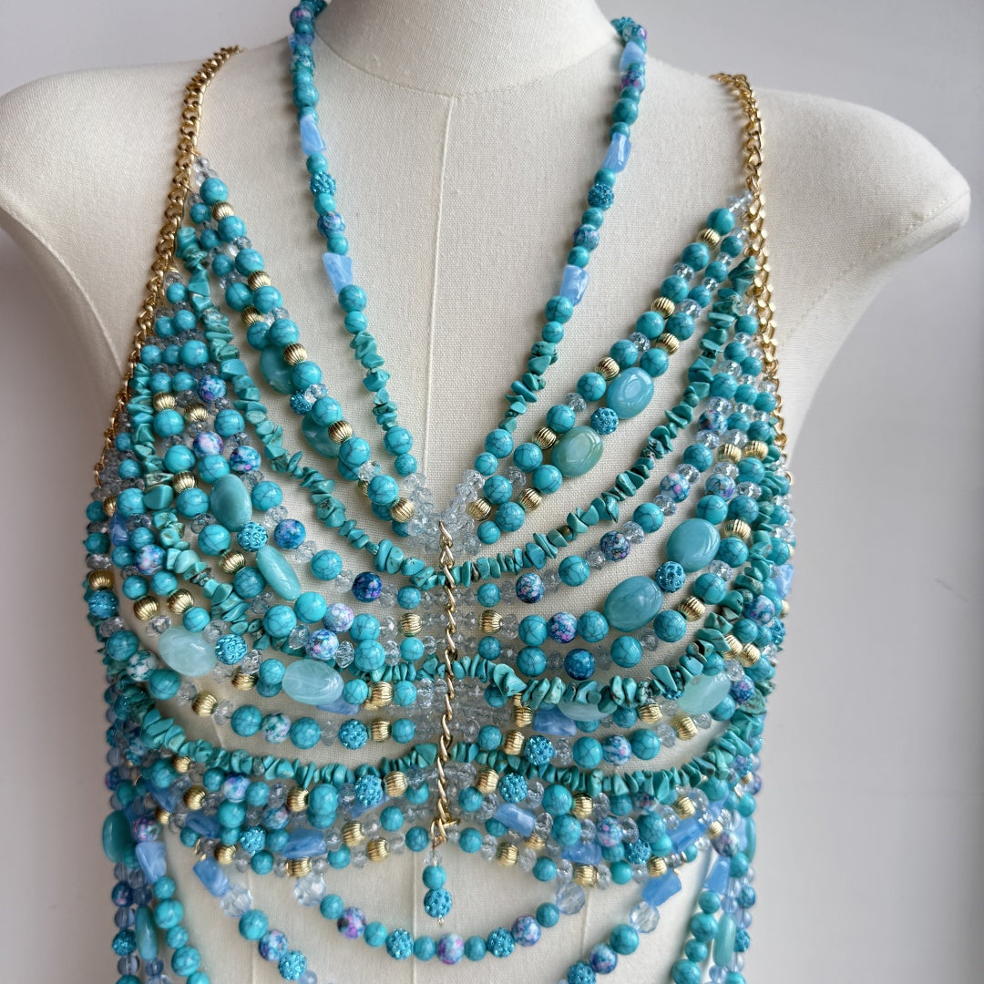 Beaded Body Chain Blue