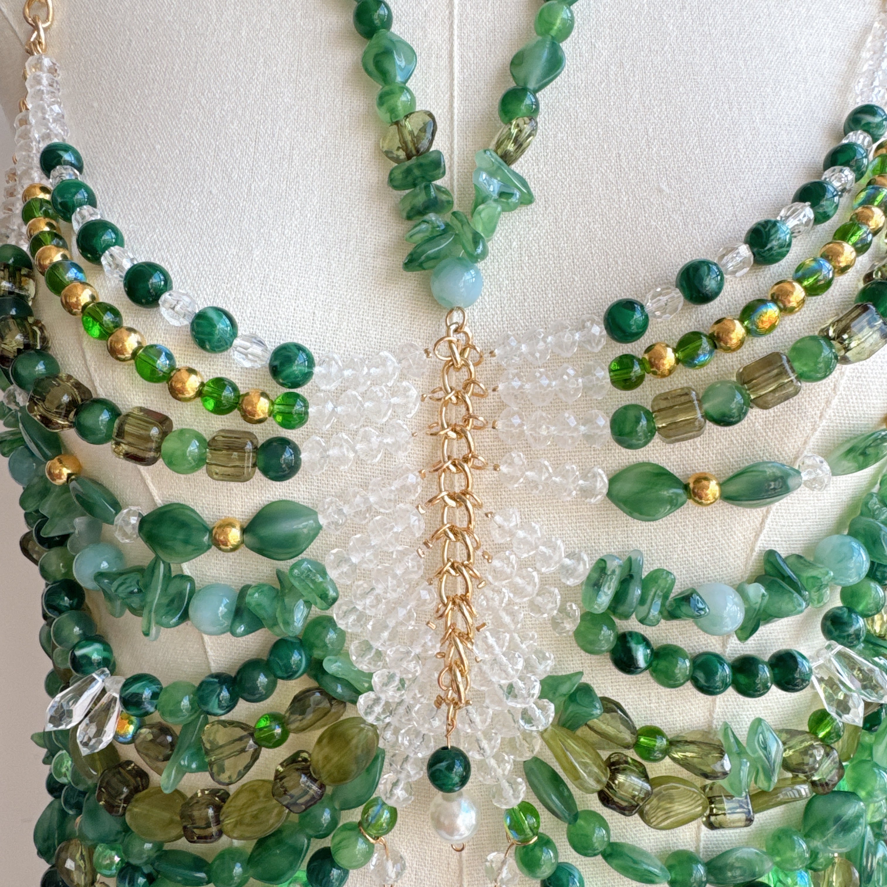Beaded Body Chain Green