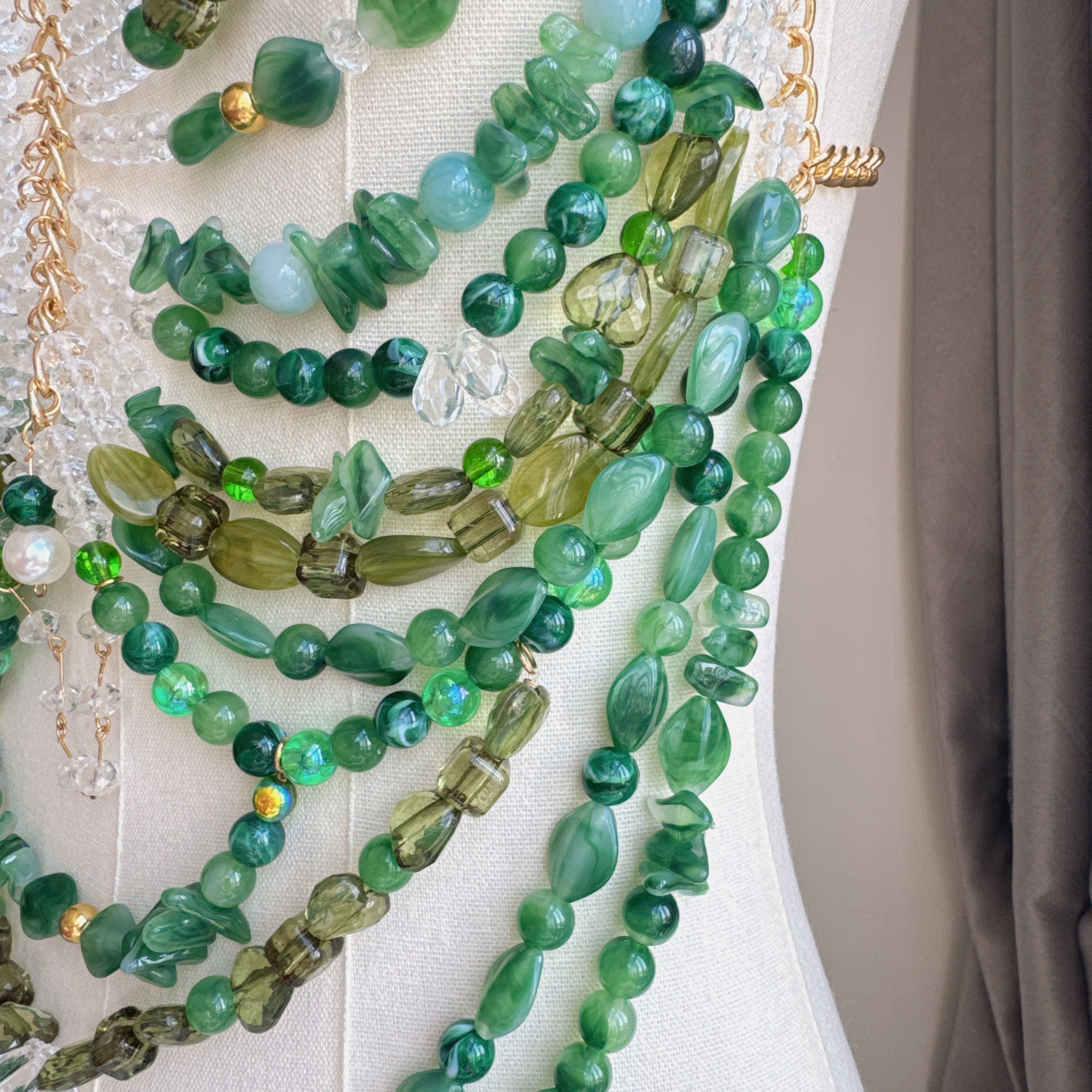 Beaded Body Chain Green