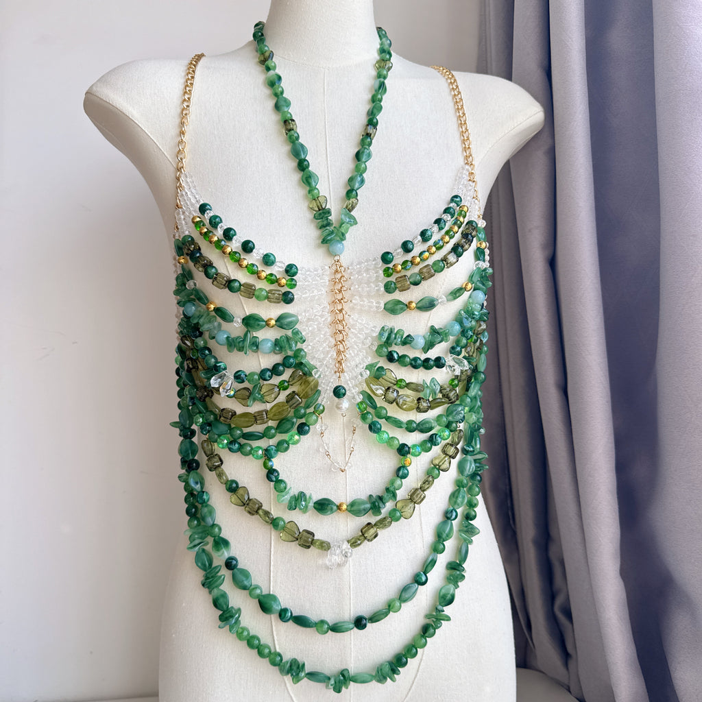 Beaded Body Chain Green