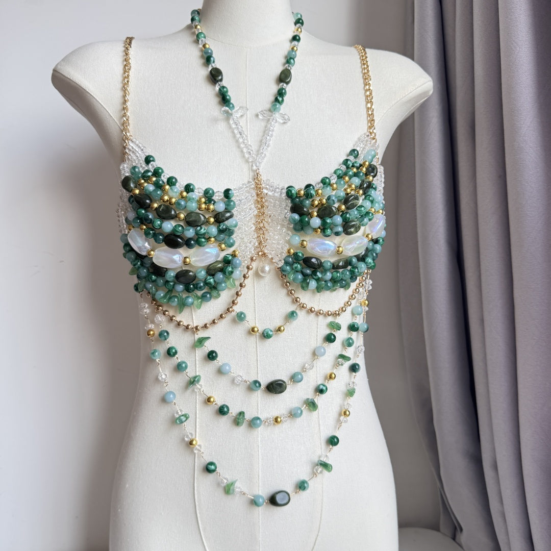 Beaded Body Chain Green