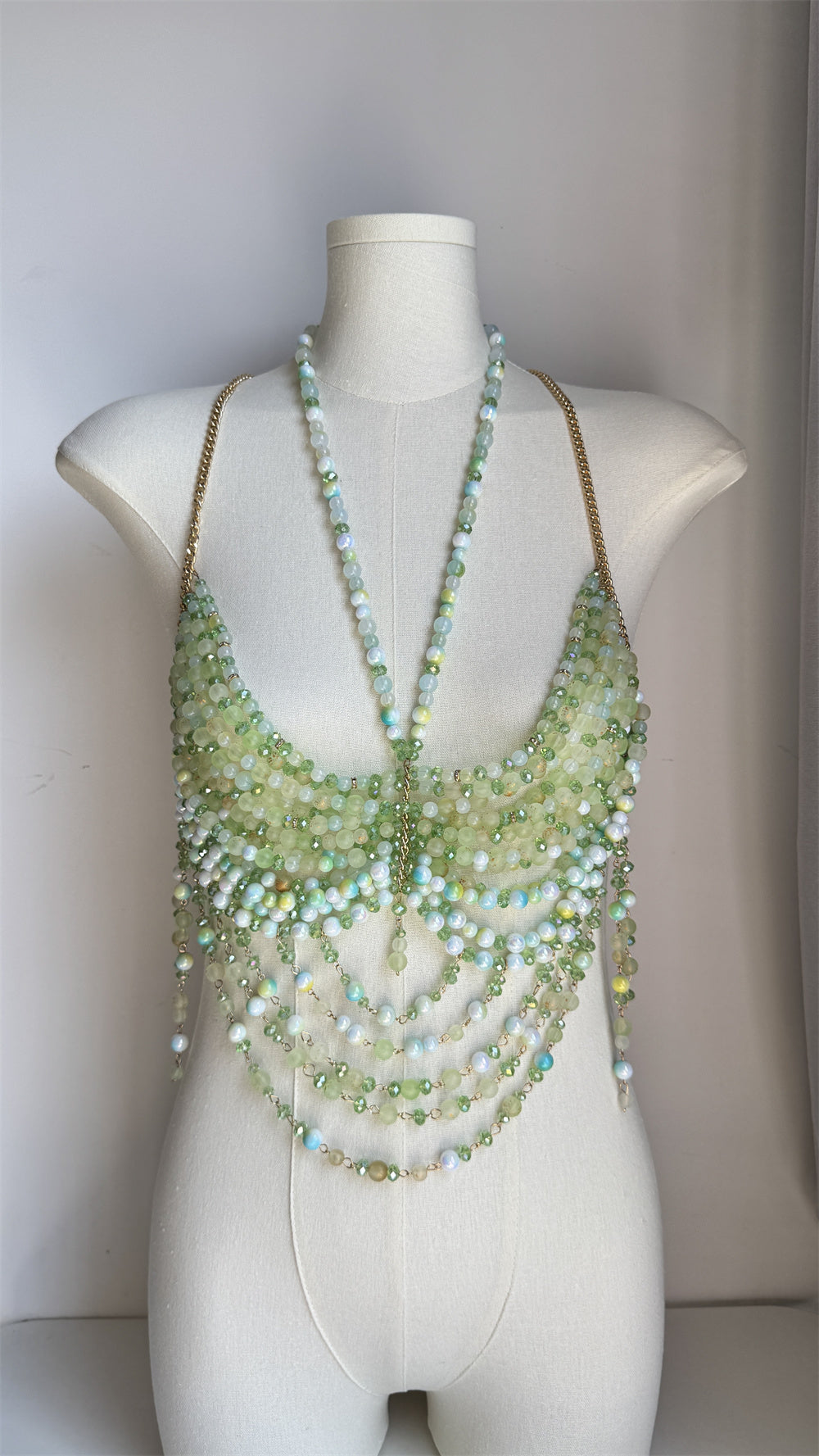 Green Beaded Body Chain
