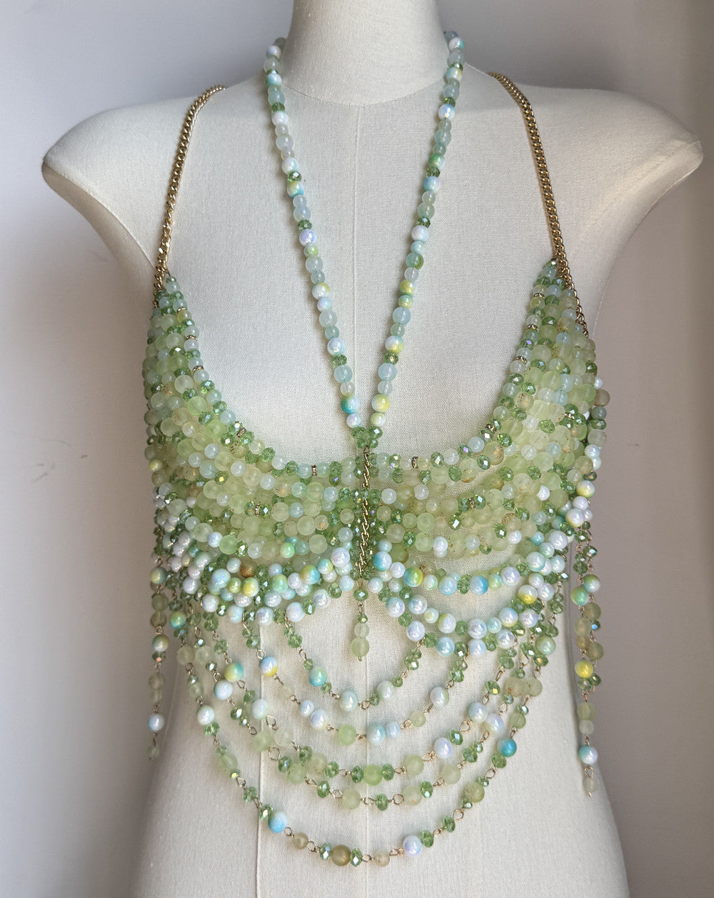 Green Beaded Body Chain
