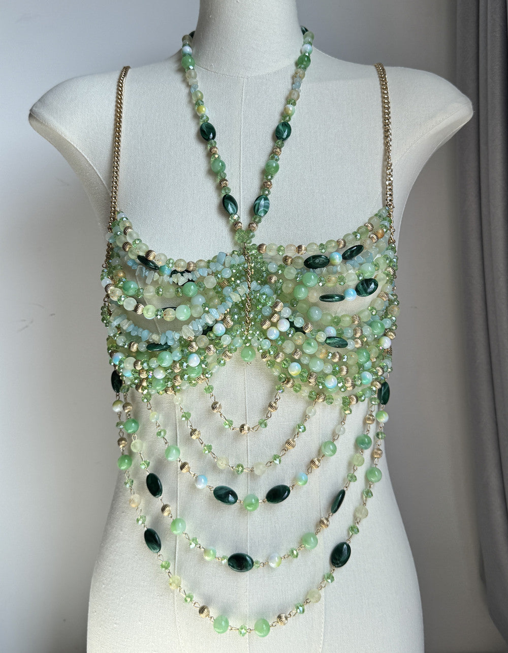Beaded Body Chain With Gemstone