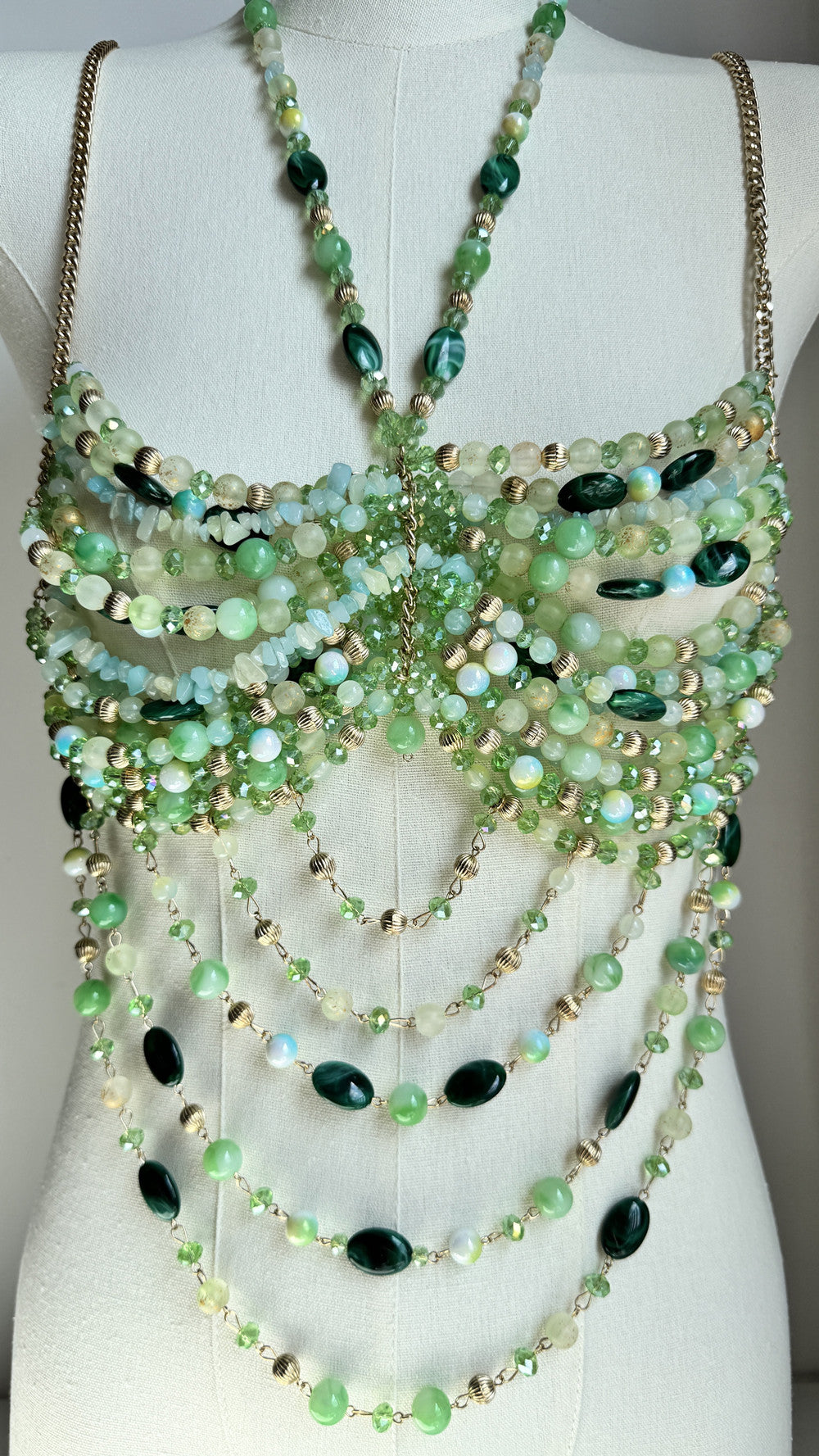 Beaded Body Chain With Gemstone