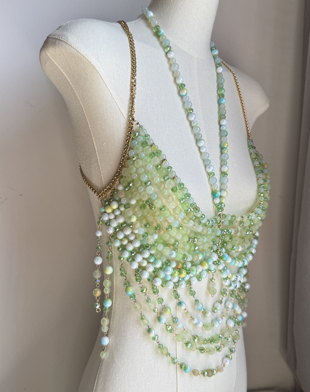 Green Beaded Body Chain
