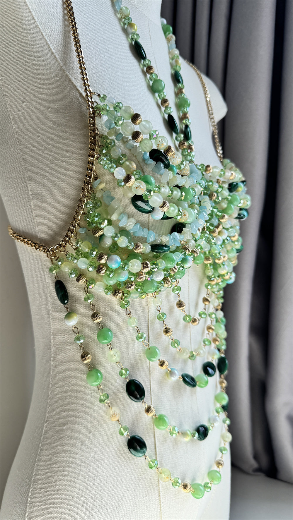 Beaded Body Chain With Gemstone