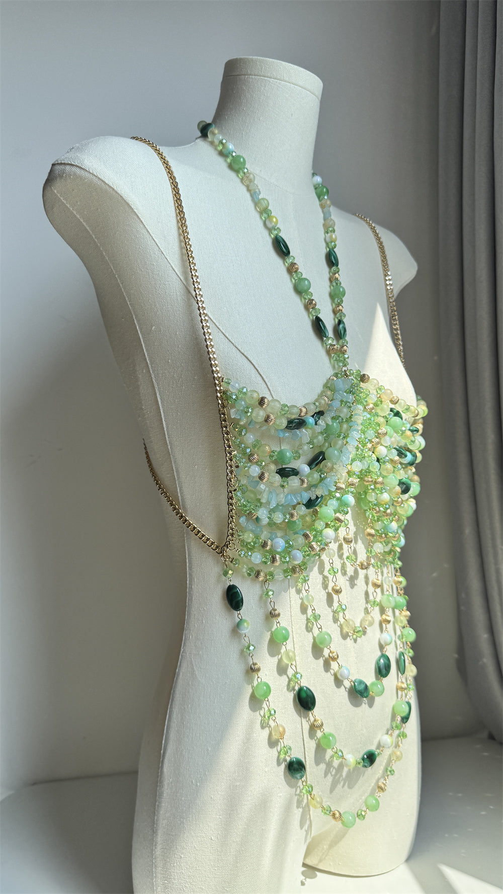 Beaded Body Chain With Gemstone
