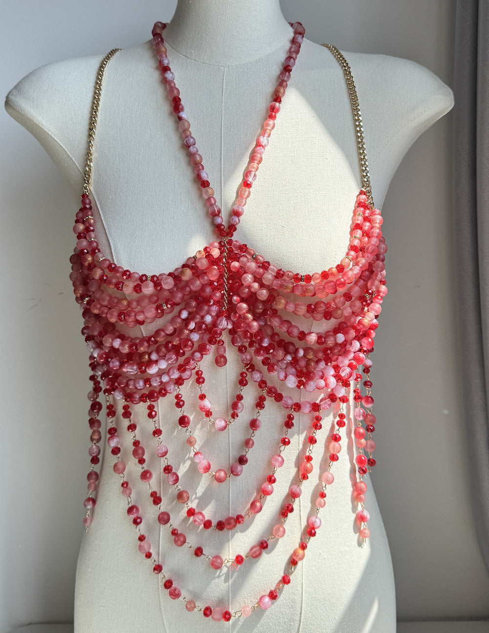 Red Beaded Brodychain