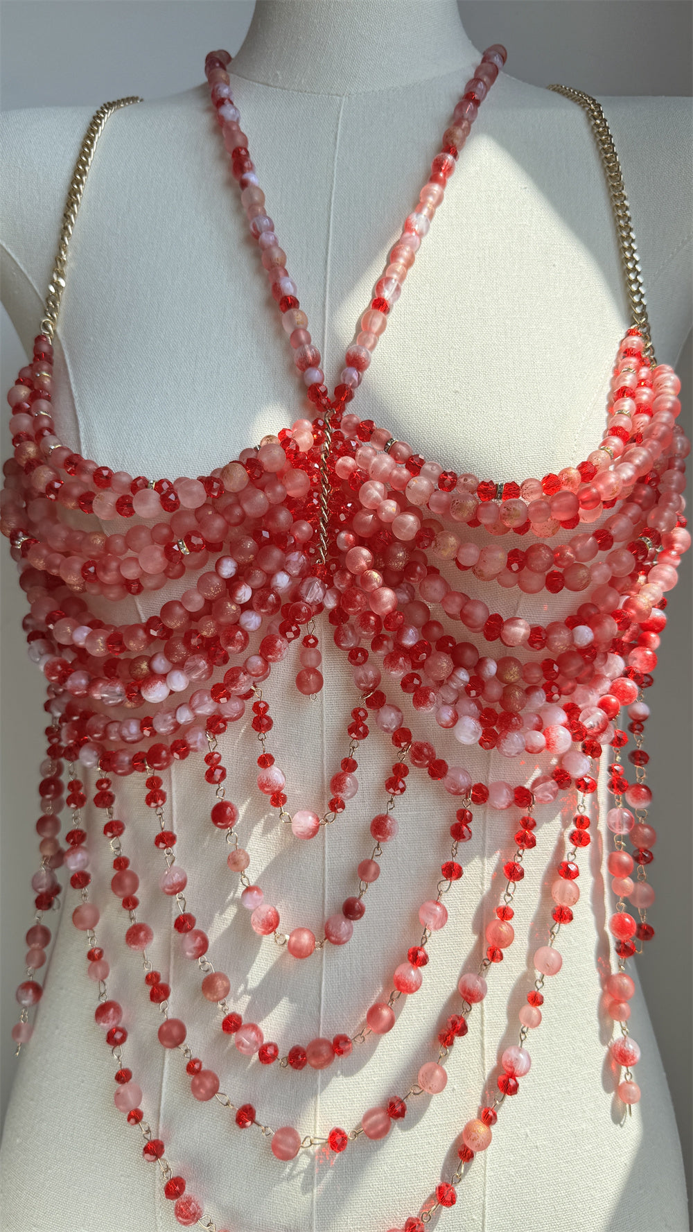 Red Beaded Brodychain