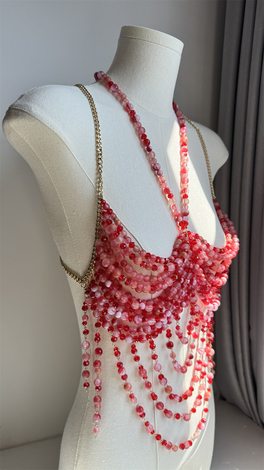 Red Beaded Brodychain