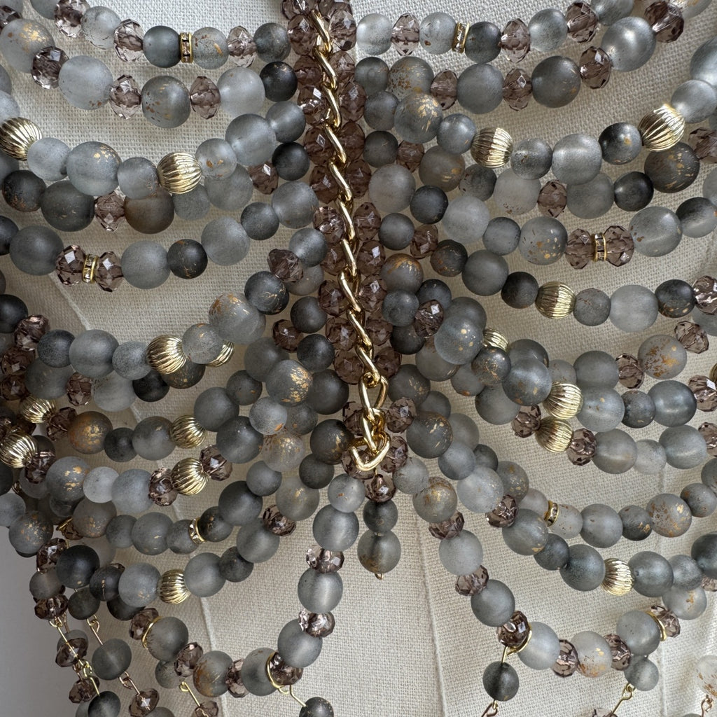 Beaded Body Chain Grey