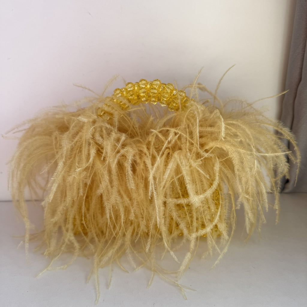 Bead Bag With Ostrich Feather Fur