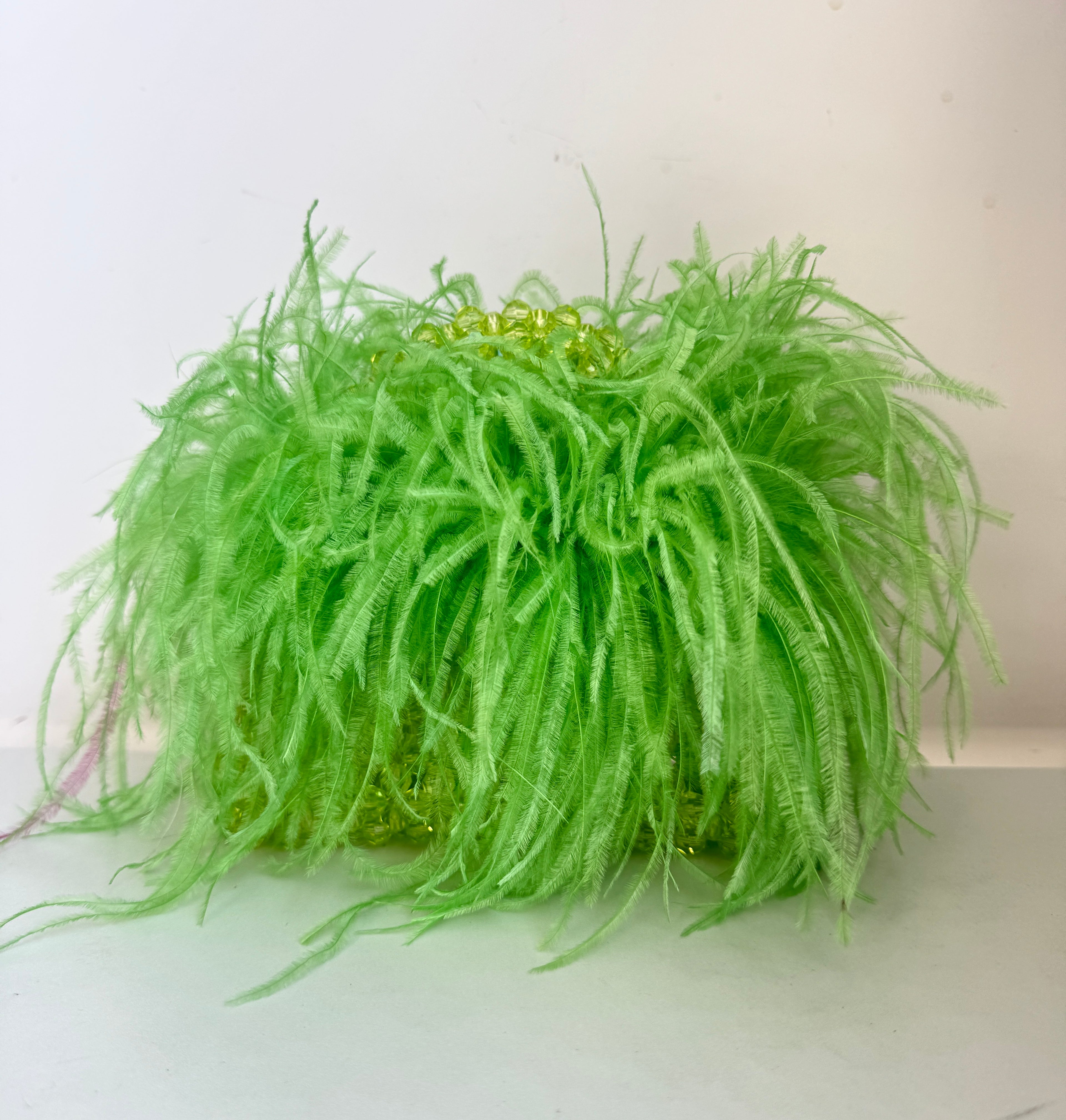 Bead Bag With Ostrich Feather Fur