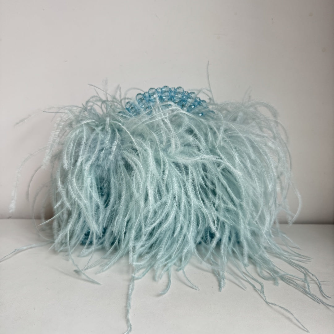 Bead Bag With Ostrich Feather Fur